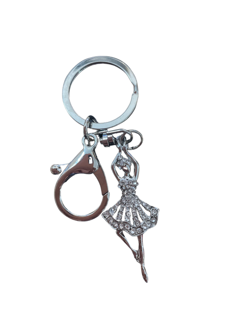 Keyring Silver Ballerina with Clip