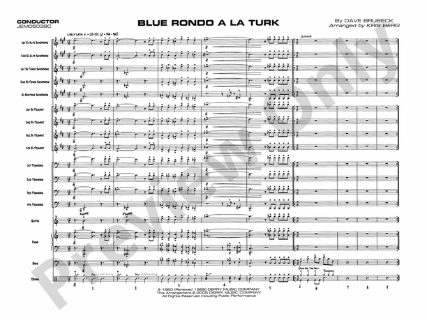 Blue Rondo a la Turk - Jazz Ensemble Conductor Score & Parts (Digital Download)