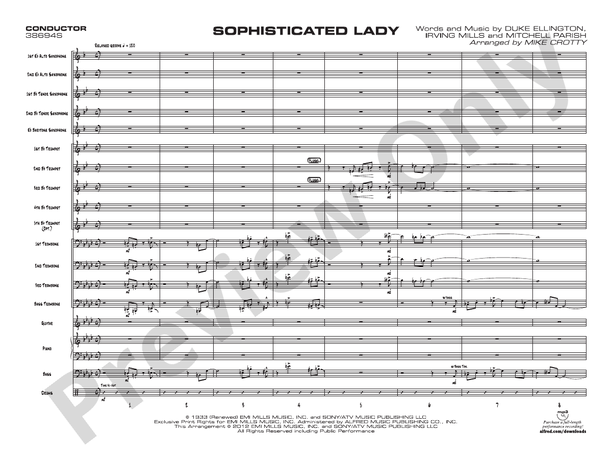 Sophisticated Lady – Jazz Ensemble Conductor Score & Parts (Digital Download)