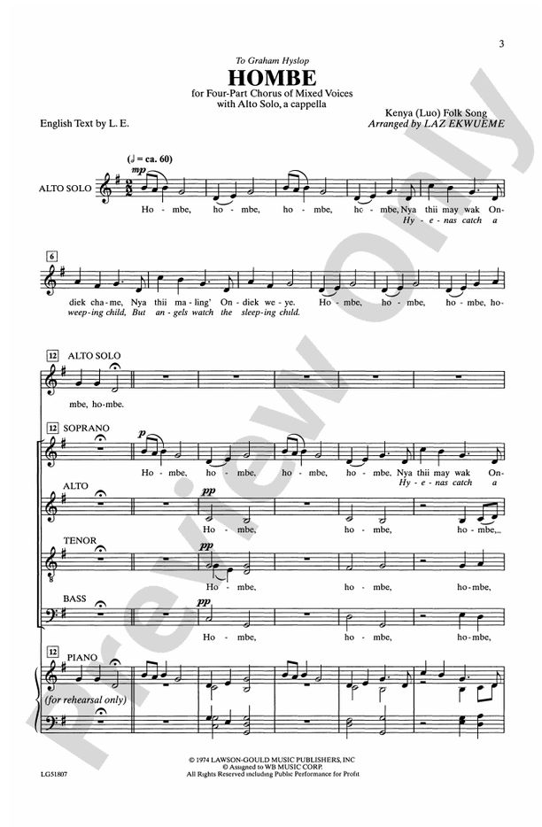 Hombe – SATB (Digital Download)