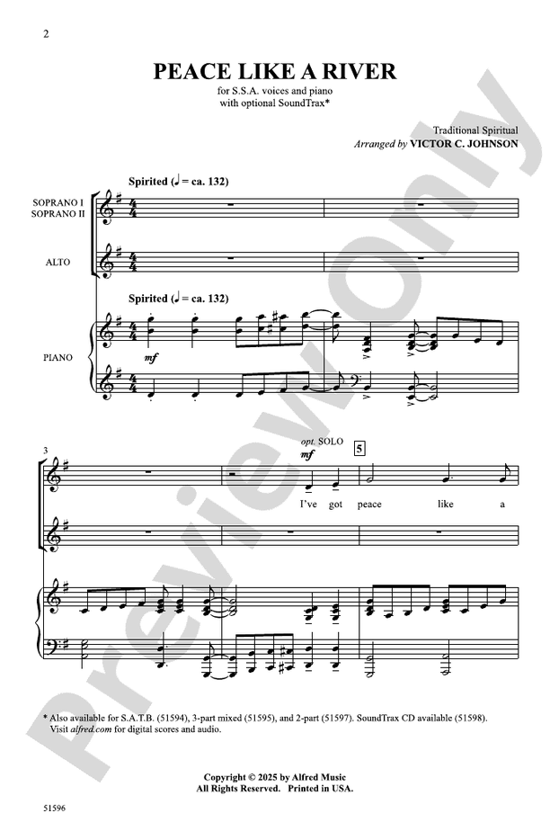 Peace Like a River - SSA Choral Octavo (Digital Download)
