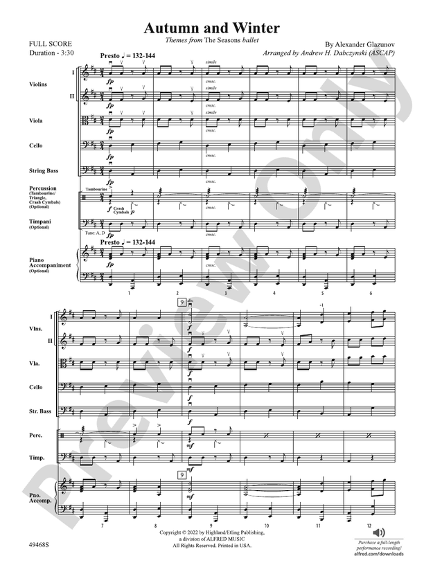 Autumn and Winter - String Orchestra Conductor Score & Parts (Digital Download)