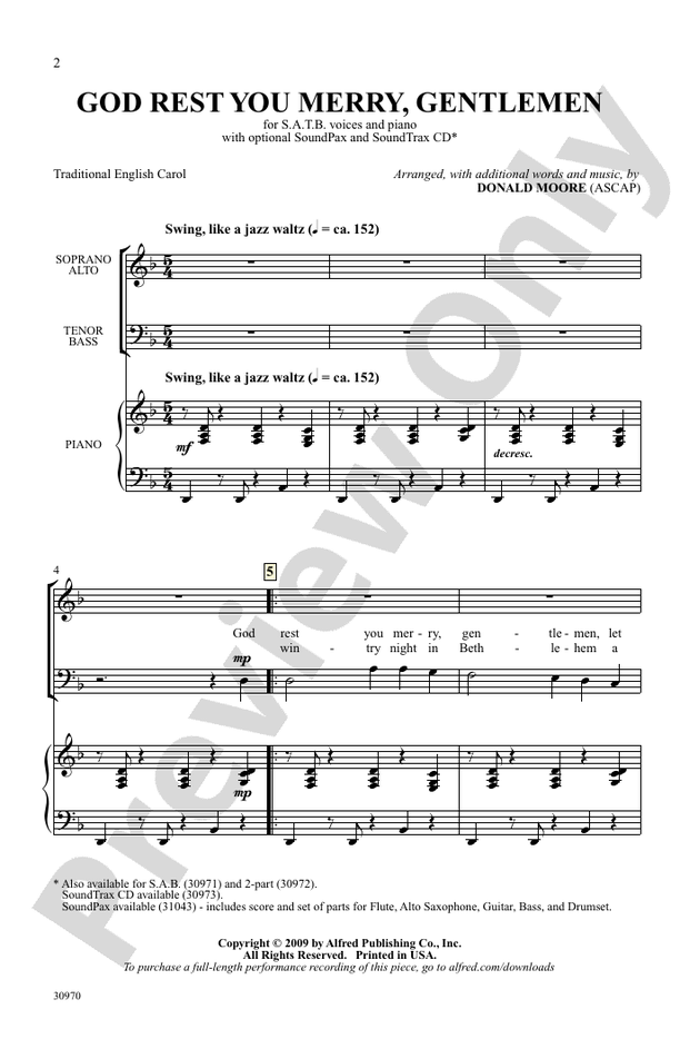 God Rest You Merry, Gentlemen - Arr. Donald Moore – SATB Choral Octavo (Digital Download)