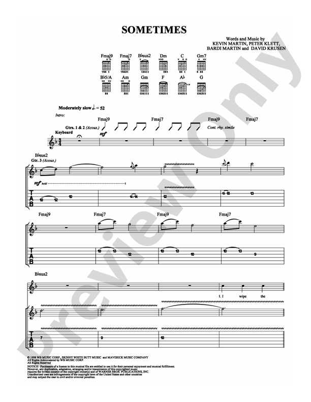 Sometimes - Guitar TAB (Digital Download)