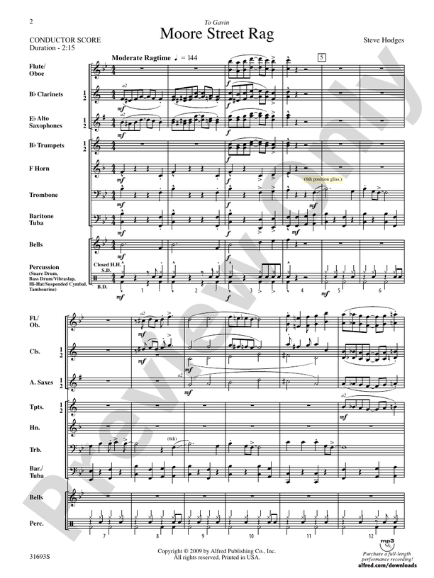 Moore Street Rag - Concert Band Conductor Score & Parts (Digital Download)