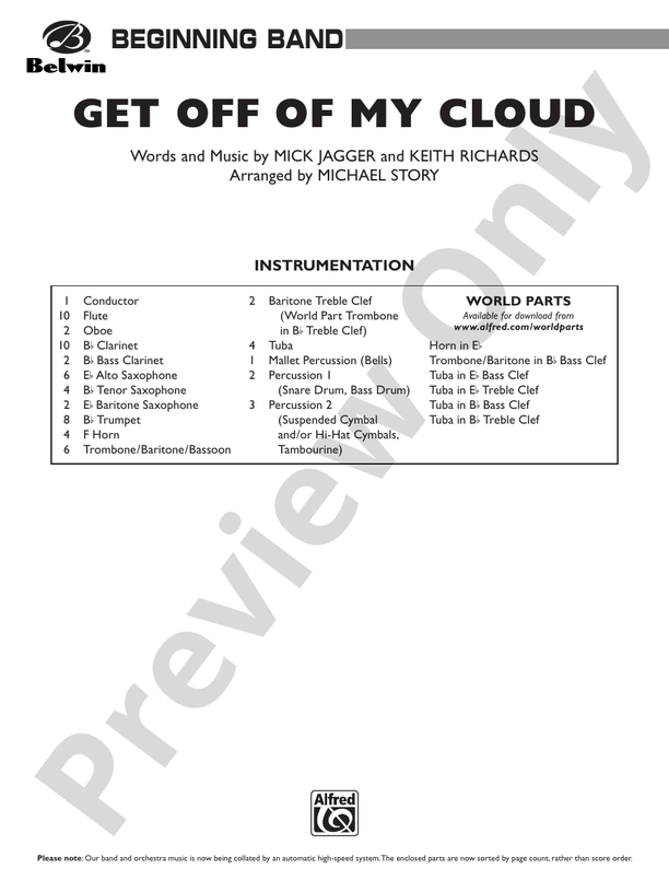 Get Off of My Cloud - Concert Band Conductor Score & Parts (Digital Download)