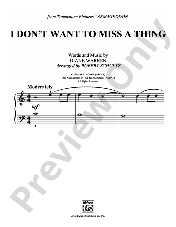 I Don't Want To Miss a Thing - Arr. Robert Schultz (DSM-PS-0008168) - Easy Piano (Digital Download)
