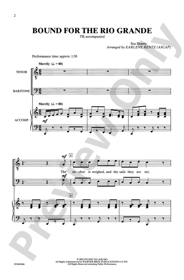 Bound for the Rio Grande – TB Choral Octavo (Digital Download)