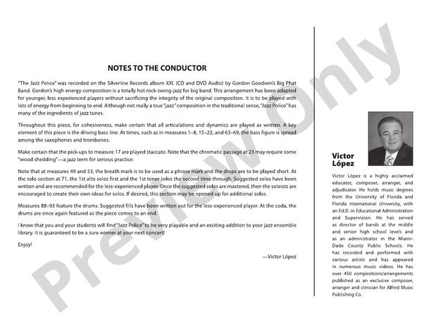 The Jazz Police (Grade 2) - Jazz Ensemble Conductor Score & Parts(Digital Download)