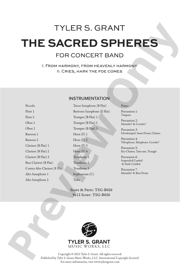 The Sacred Spheres - Concert Band Conductor Score & Parts (Digital Download)