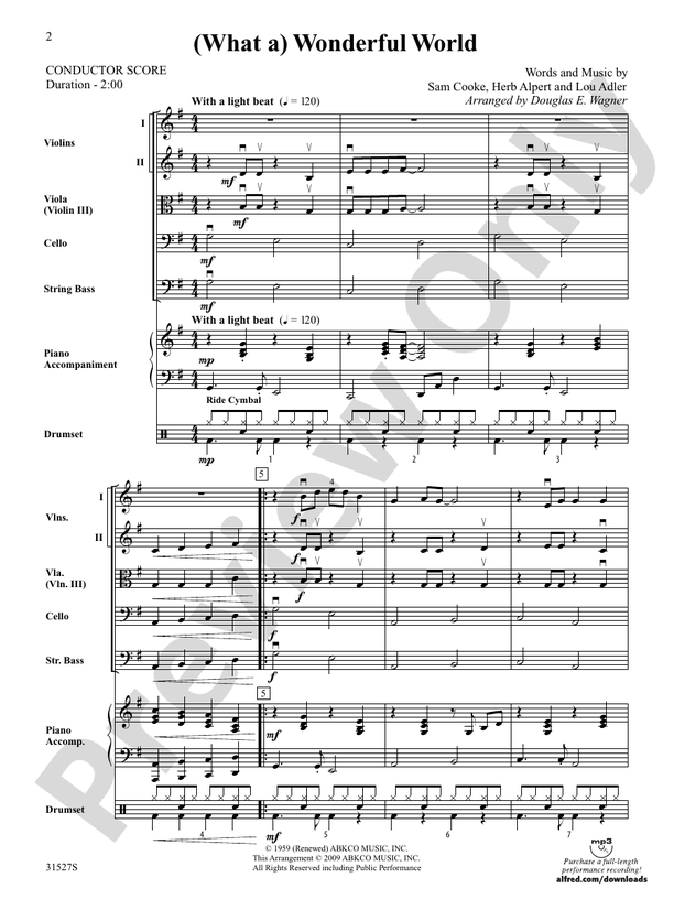 (What A) Wonderful World – String Orchestra Conductor Score & Parts (Digital Download)
