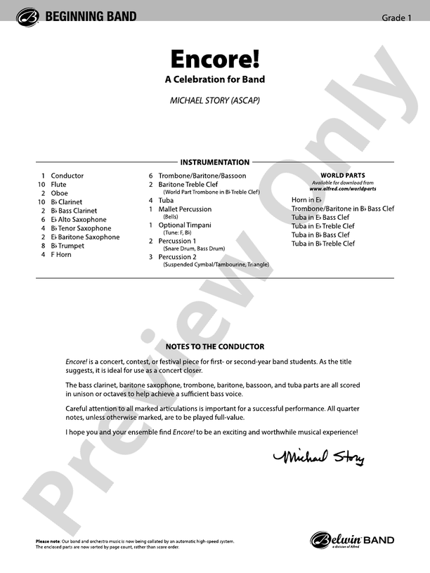 Encore! - Concert Band Conductor Score & Parts (Digital Download)