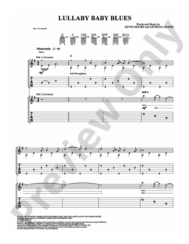 Lullaby Baby Blues - Guitar TAB (Digital Download)