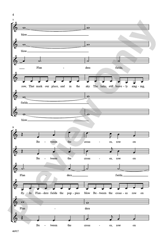 Flanders Fields – SSSAAA Choral Octavo (Digital Download)