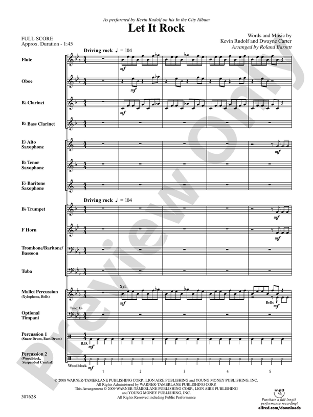 Let It Rock - Concert Band Conductor Score & Parts (Digital Download)