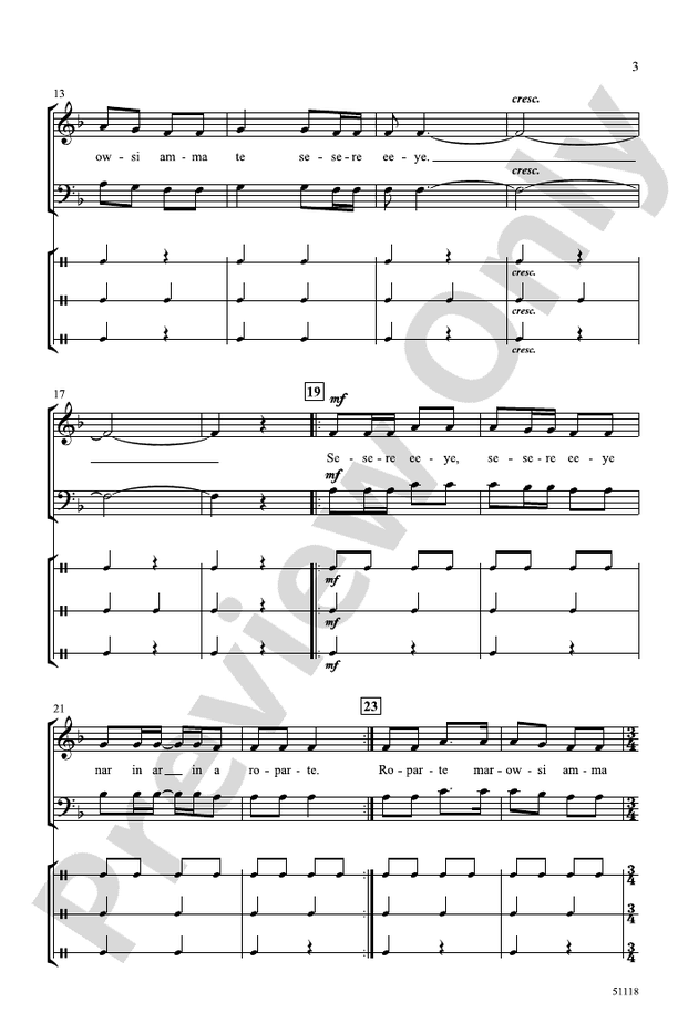 Sesere Eeye - SATB, A Cappella Choral Octavo (Digital Download)