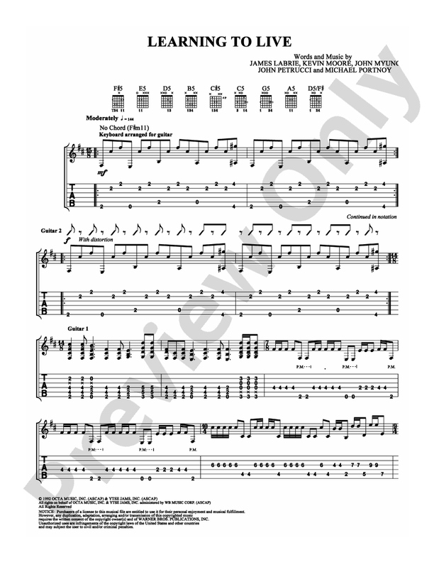 Learning to Live - Guitar TAB (Digital Download)