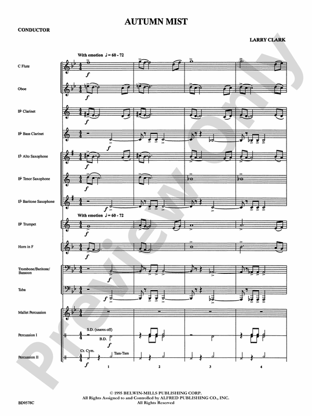 Autumn Mist - Concert Band Conductor Score & Parts (Digital Download)