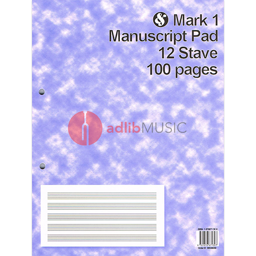 Manuscript Paper Pad - 12 Staves 100 Pages MK08050