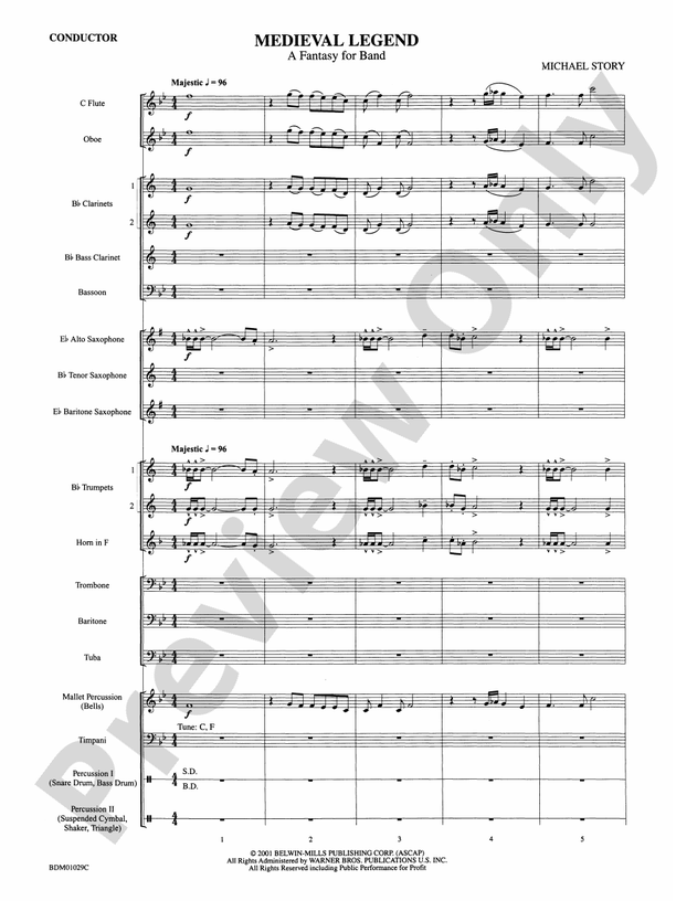 Medieval Legend (A Fantasy for Band) - Concert Band Conductor Score & Parts (Digital Download)
