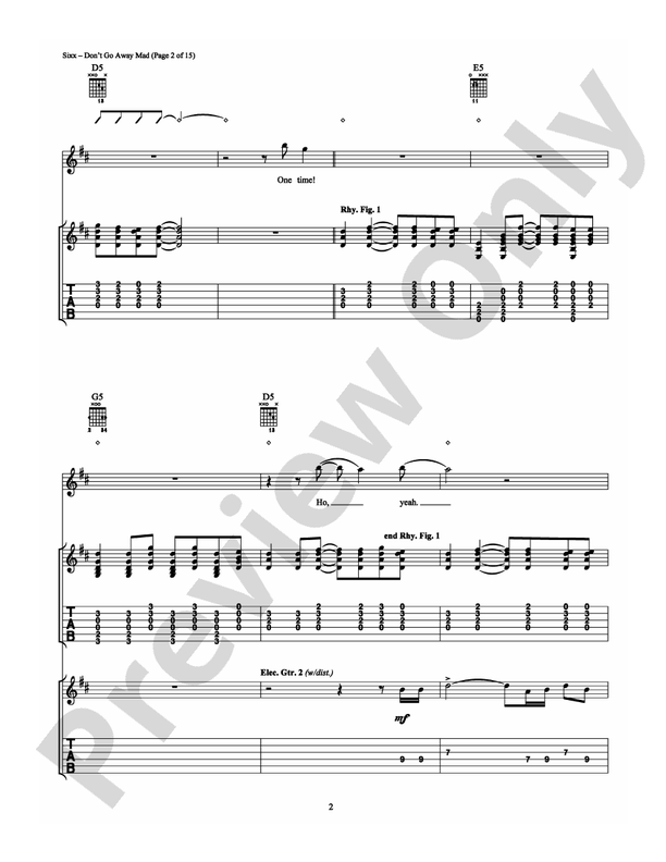 Don't Go Away Mad - Guitar TAB (Digital Download)