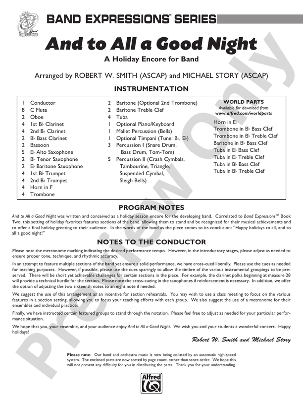 And to All a Good Night (A Holiday Encore for Band) - Concert Band Conductor Score & Parts (Digital Download)