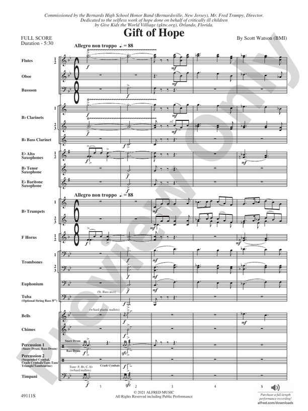 Gift of Hope - Concert Band Conductor Score & Parts (Digital Download)