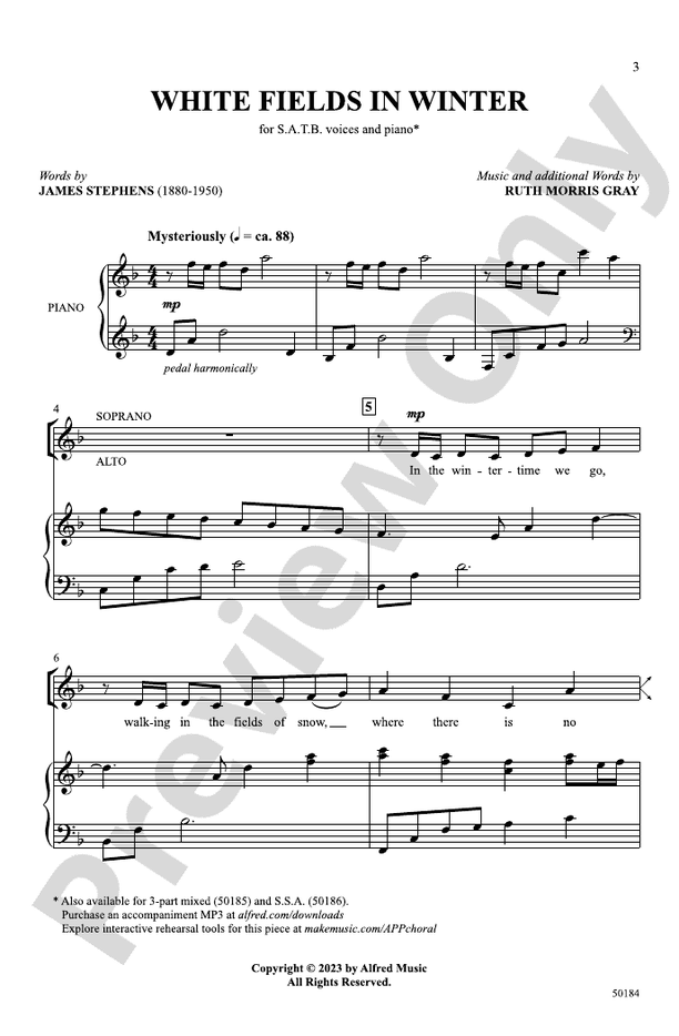 White Fields in Winter - SATB Choral Octavo (Digital Download)