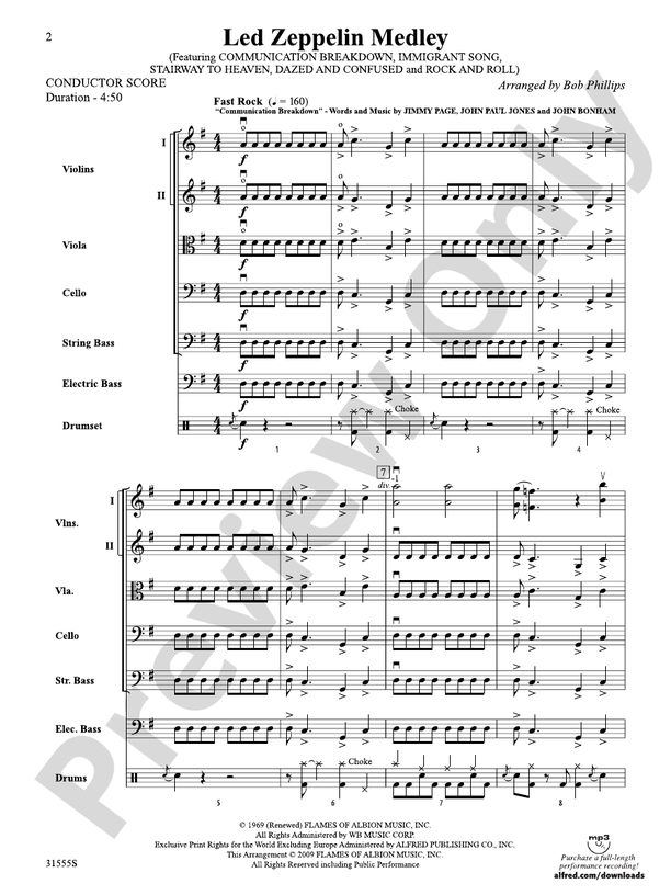 Led Zeppelin Medley – String Orchestra Conductor Score & Parts (Digital Download)