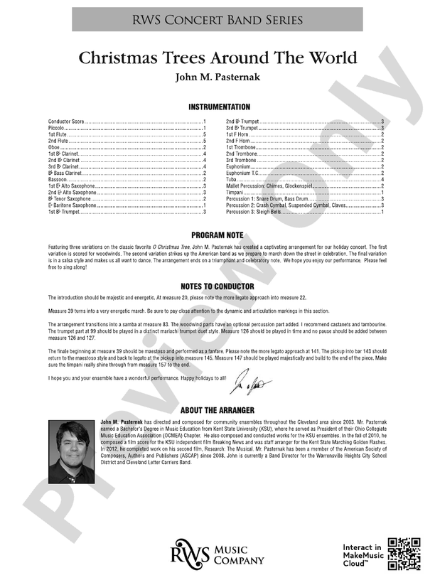 Christmas Trees Around the World - Concert Band Conductor Score & Parts(Digital Download)