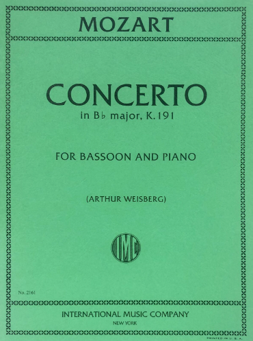 Mozart - Concerto in Bbmaj K191 - Bassoon/Piano Accompaniment IMC IMC2161