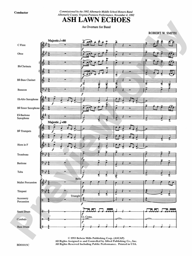 Ash Lawn Echoes (An Overture for Band) - Concert Band Conductor Score & Parts (Digital Download)
