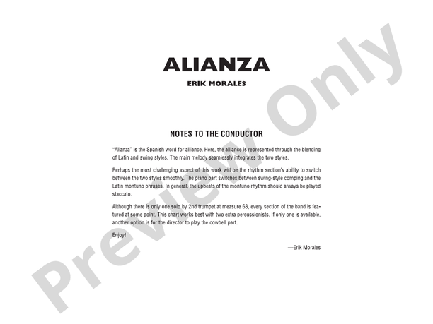 Alianza - Jazz Ensemble Conductor Score & Parts (Digital Download)