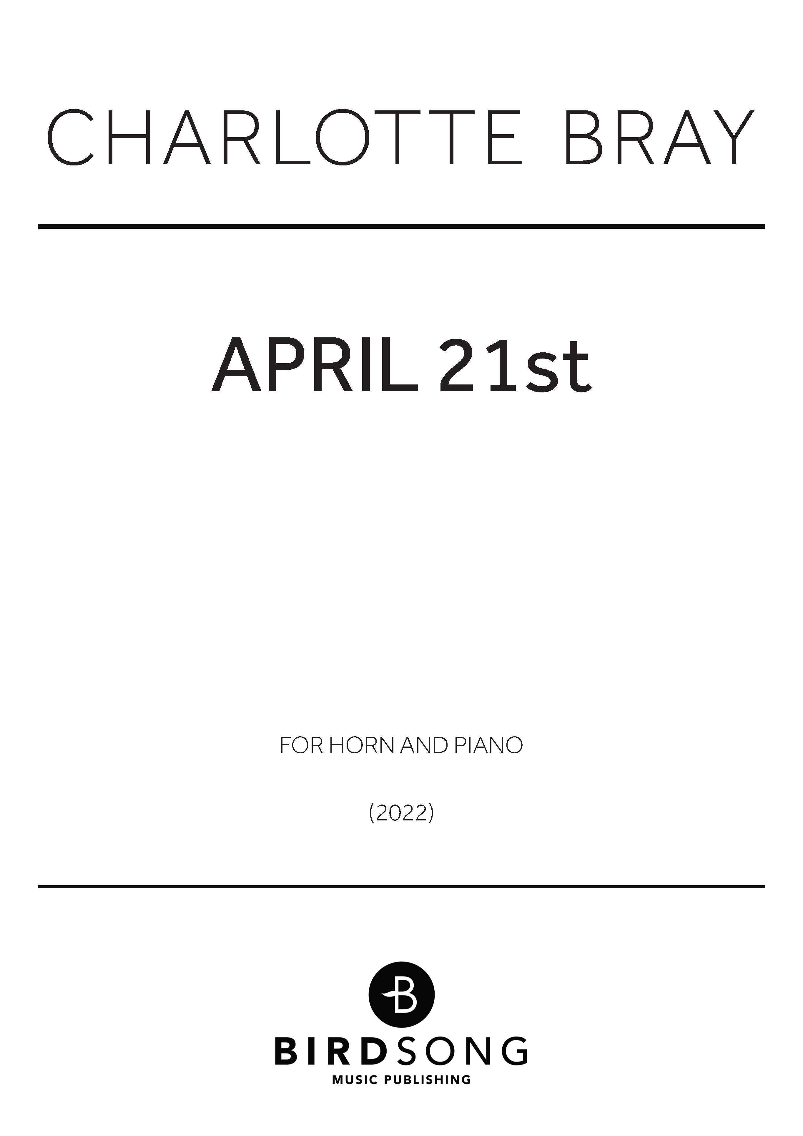 April 21st - Piano, Horn Duet (Digital Download)