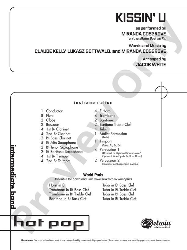 Kissin' U - Concert Band Conductor Score & Parts (Digital Download)