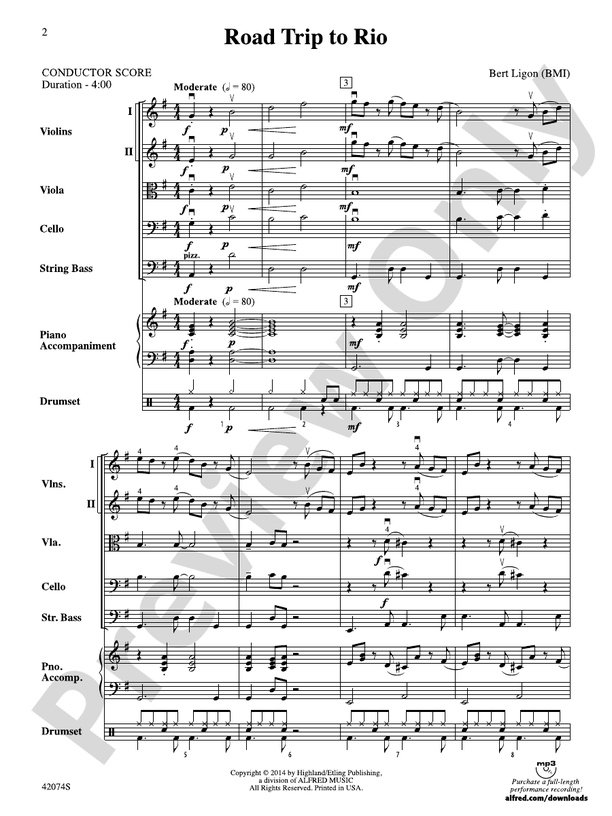 Road Trip to Rio – String Orchestra Conductor Score & Parts (Digital Download)