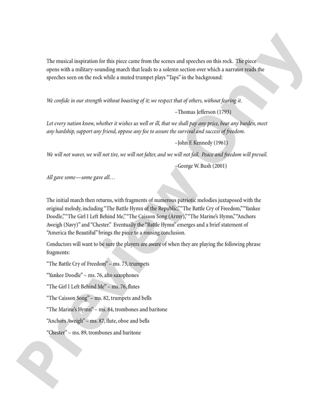 The Message on the Rock - Concert Band Conductor Score & Parts (Digital Download)