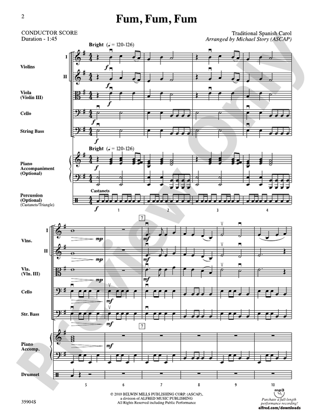 Fum, Fum, Fum – String Orchestra Conductor Score & Parts (Digital Download)