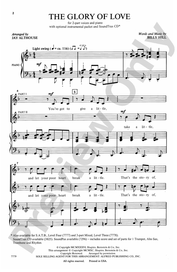 The Glory of Love - 2-Part Choral Octavo (Digital Download)