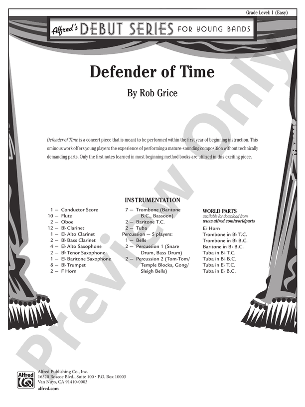Defender of Time - Concert Band Conductor Score & Parts (Digital Download)