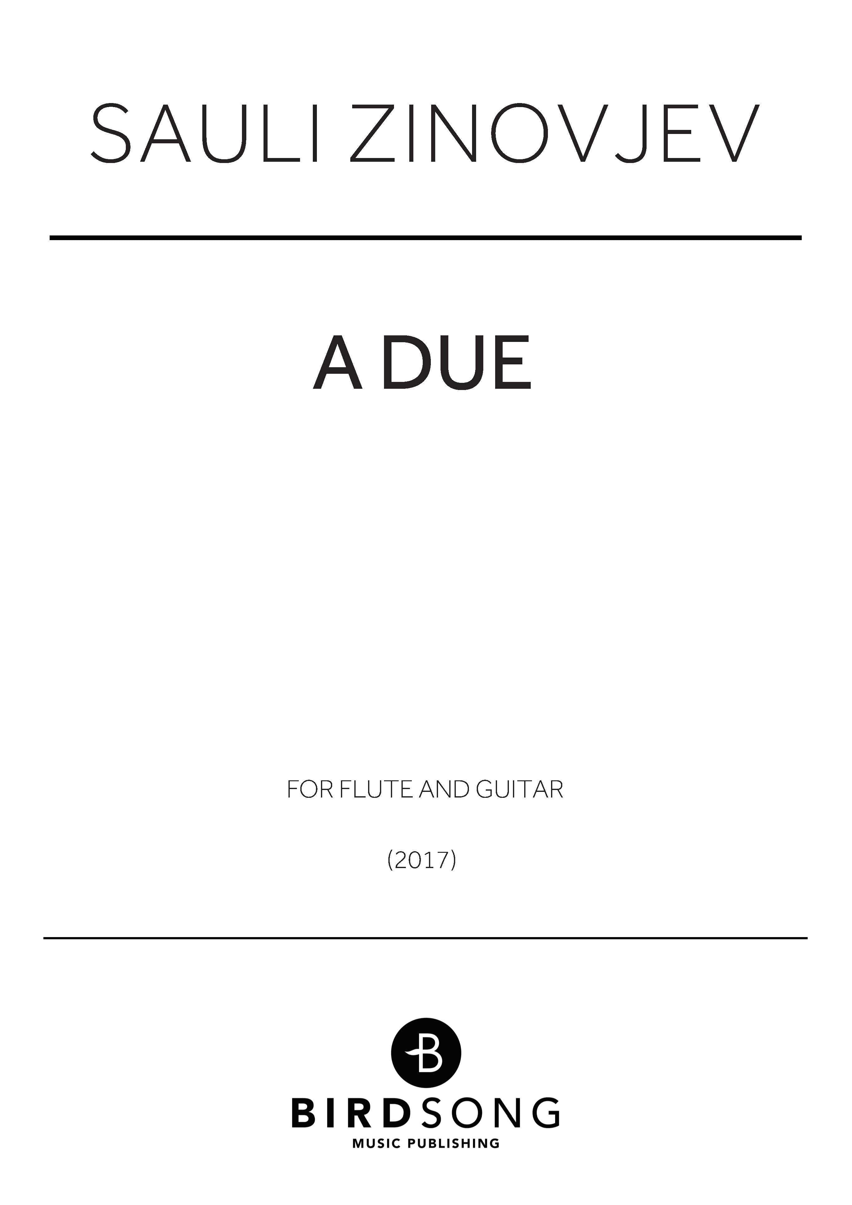A Due - Flute, Guitar Duet (Digital Download)