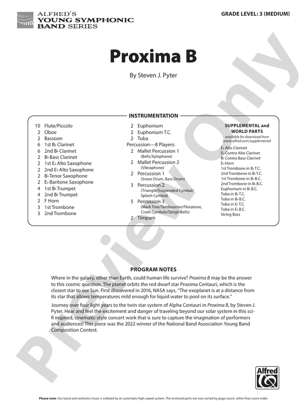 Proxima B - Concert Band Conductor Score & Parts (Digital Download)