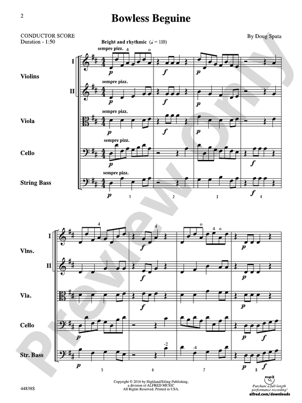 Bowless Beguine - String Orchestra Conductor Score & Parts (Digital Download)