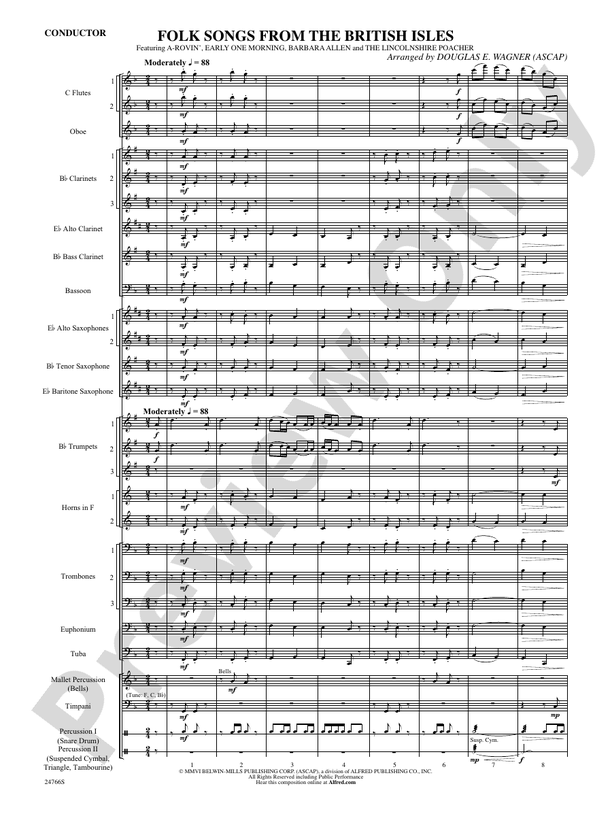 Folk Songs from the British Isles - Concert Band Conductor Score & Parts (Digital Download)