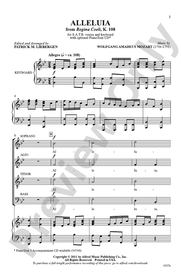 Alleluia (from Regina Coeli, K. 108) - SATB Choral Octavo (Digital Download)