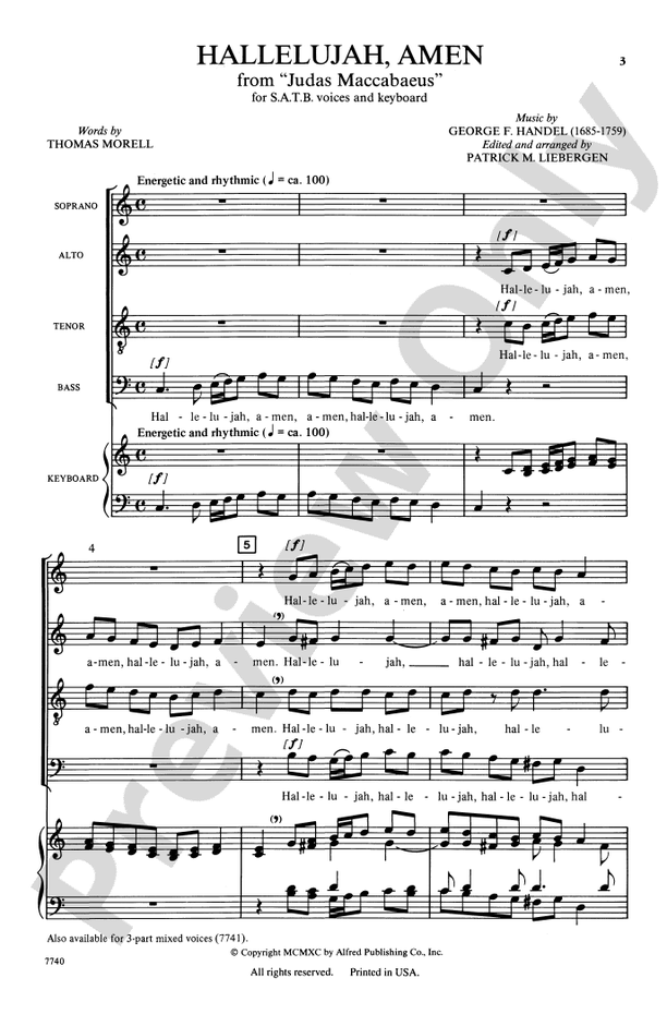 Hallelujah, Amen (from Judas Maccabaeus) - Arr. Patrick M. Liebergen – SATB Choral Octavo (Digital Download)