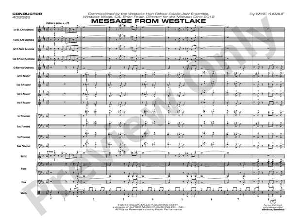 Message from Westlake – Jazz Ensemble Conductor Score & Parts (Digital Download)