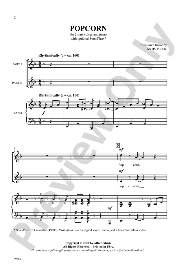 Popcorn - 2 Part Treble Choral Octavo (Digital Download)