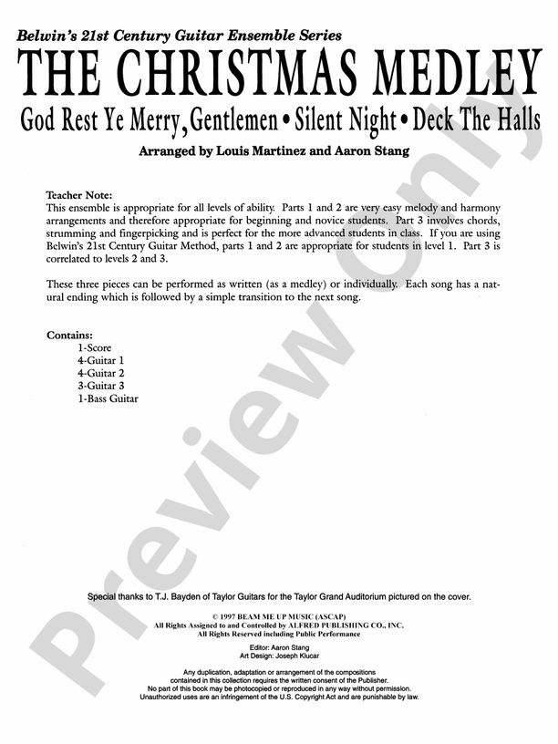 21st Century Guitar Ensemble Series: Christmas Medley - Guitar (Digital Download)