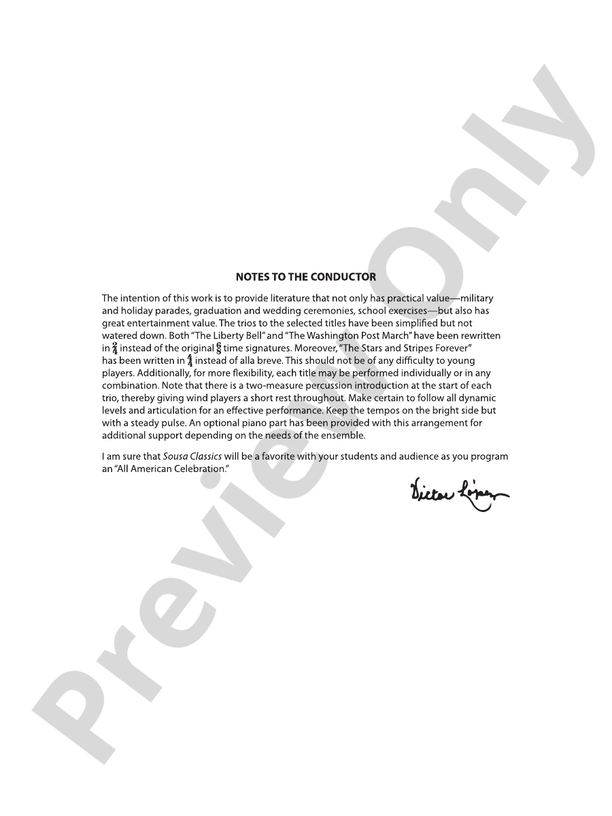Sousa Classics - Concert Band Conductor Score & Parts (Digital Download)